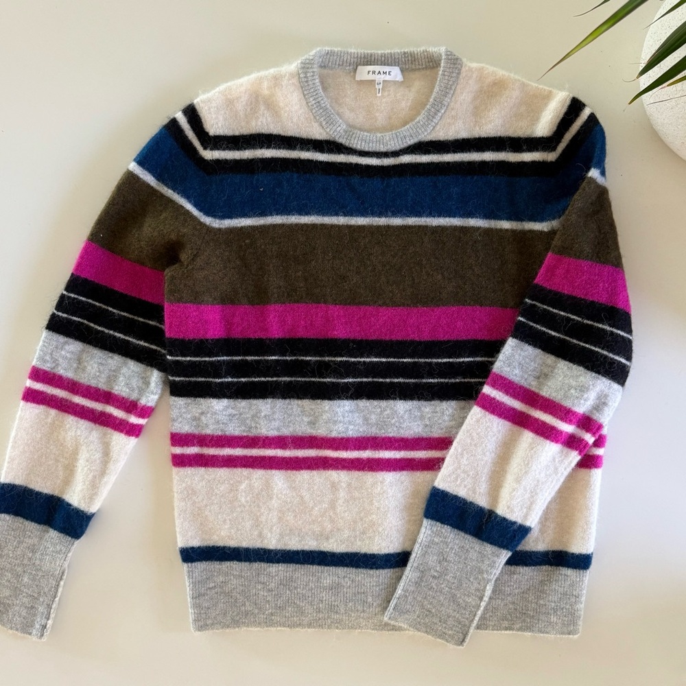 Frame Striped Alpaca Blend Sweater Small Brand New